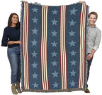 Pure Country Weavers Denim Stripe - Americana Gift Tapestry Throw Blanket Woven from Cotton - Made in The USA (72x54) - color: Denim Stripe, size: 72x54