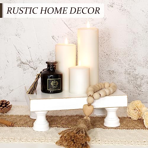 EOSAHR Decorative Wood Riser for Home Decor : Farmhouse Pedestal Stand for Display and Rustic Soap Holder for Sink Organizer - Retro Display Tray for Your Home, Livingroom, Bathroom,and Kitchen - color: C-White