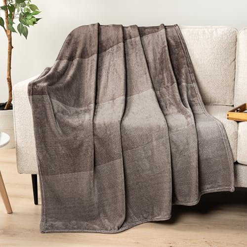 PAVILIA Taupe Ombre Fleece Throw Blanket for Couch, Soft Flannel Blanket for Sofa Bed Room, Plush Lightweight Tan Light Brown Gradient Blanket, Cozy Microfiber Decorative Gift Throw, 50x60 - color: Gradient - Taupe, size: 50 x 60 Inches - Throw