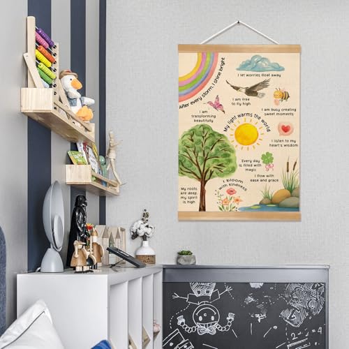 HEYJEEPER Inspirational Wall Art Decor,My Light Warms The World - Positive Affirmations Poster,Mental Health Canvas Print Art Poster for Teen Bedroom Classroom Kids Room Decor 14x18.5Inch - color: Begei-Inspirational