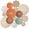 Anglechic 15 Pcs Boho Wall Basket Decor Woven Rattan Seagrass Wall Decor Hanging Rustic Farmhouse Western Art Decoration for Nursery Living Room Bedroom Home Kitchen(Orange Style) - style: Orange Style