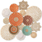 Anglechic 15 Pcs Boho Wall Basket Decor Woven Rattan Seagrass Wall Decor Hanging Rustic Farmhouse Western Art Decoration for Nursery Living Room Bedroom Home Kitchen(Orange Style) - style: Orange Style