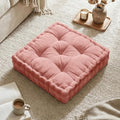 Intelligent Design Floor Pillow - Shredded Foam Filled Meditation & Yoga Cushion, Chenille Tufted, Handsewn Scalloped Edge, Oeko-TEX Certified, Azza, 20" x 20" x 5" Dusty Peach - color: Dusty Peach