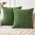 MIULEE Pack of 2 Couch Throw Pillow Covers 16x16Inch Soft Moss Green Spring Chenille Pillow Covers for Sofa Living Room Solid Dyed Pillow Cases - color: Moss Green, size: 16" x 16" (Pack of 2)