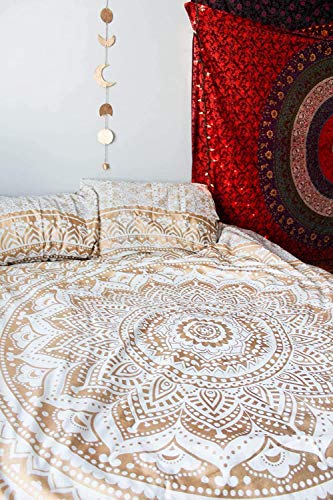 Popular Handicrafts Hippie Mandala Ombre Tapestry Wall Hanging - Indian Maditation Golden Gypsy Bohemian Hippy Psychedelic Dorm Room Decor Poster 30 x 40 Inch - color: Gold, size: 40"L x 30"W