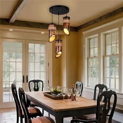 LIGHTLAND Rustic Bamboo Pendant Lights, 12 Inch, 3-Pack for Dining Room, Zen Tea Room, Retro Style - color: Bamboo, 3 Lights