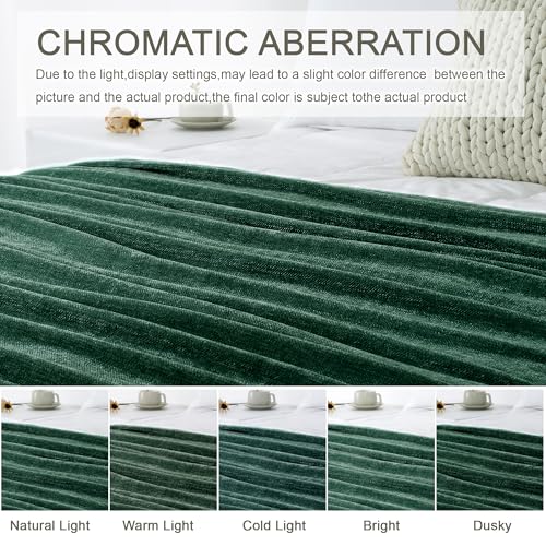 Chenille Throw Blanket for Couch 50"X 60", Soft Cozy Throws with Fringe Tassel for Bed Sofa Chair Cover, Lightweight Knitted Decorative Boho Blankets for Living Room, Dark Green - color: Dark Green, size: 50x60 inch