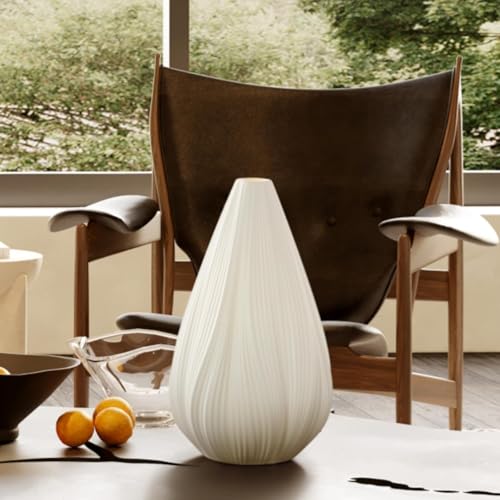 RONDURE 12.5" Modern Ceramic Table Lamp, Fully Dimmable Bedside Lamp for Bedroom Living Room Nightstand, White Translucent Ceramic Shade, Warm Ambient Decorative Corded Lighting, Bulb Included - style: Flora