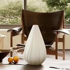 RONDURE 12.5" Modern Ceramic Table Lamp, Fully Dimmable Bedside Lamp for Bedroom Living Room Nightstand, White Translucent Ceramic Shade, Warm Ambient Decorative Corded Lighting, Bulb Included - style: Flora