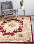 Unique Loom Versailles Collection Area Rug - Charles (5' 3" x 8' Rectangle Red/Cream) - color: Burgundy/ Ivory, size: 5'3" x 8' (Rectangular)