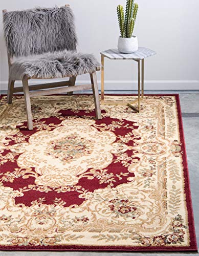 Unique Loom Versailles Collection Area Rug - Charles (5' 3" x 8' Rectangle Red/Cream) - color: Burgundy/ Ivory, size: 5'3" x 8' (Rectangular)