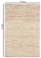 FRELISH DECOR Area Rug 4x6 feet - Premium Wool and Jute Blend Handwoven Rugs - Natural Fiber Chunky Stripe Rugs for Living Room, Bedroom, Hallways, Dining Area: Natural Ivory - size: 4' x 6' (Rectangular)