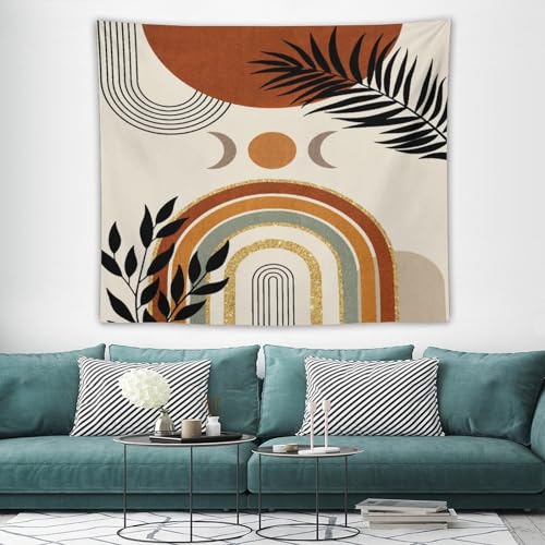 Boho Leaf Tapestry,Bohemian Mid Century Palm Tropical Leaf Abstract Modern Minimalism Geometric Wall Hanging Neutral Home Decor Art for Living Room Bedroom Dorm 40"x30" - color: Boho Leaf-10, size: W40xL30in