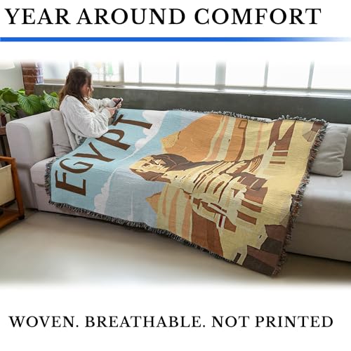 Pure Country Weavers Egypt Travel Blanket - Gift Tapestry Throw Woven from Cotton - Made in The USA (72x54) - color: Egypt Travel, size: 72x54