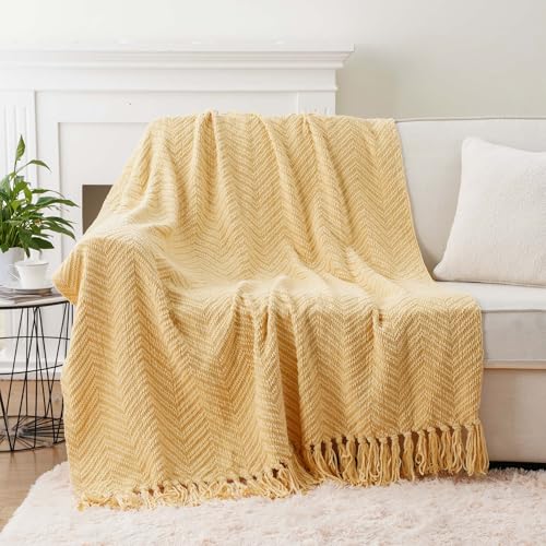 BATTILO HOME Yellow Throw Blanket for Couch, Fall Decor Blankets & Throws, Fall Throw Blanket for Autumn Halloween Decoration, Yellow Throw Blankets for Bed Sofa, 50"x60" - color: Yellow, size: 50"x60"