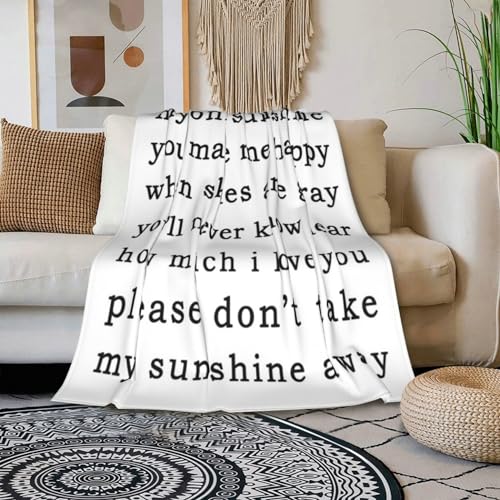 HGOD DESIGNS You are My Sunshine My only Sunshine You Make me Happy I Love You Please Dont take My Sunshine Away Blanket Throw Blanket Soft Comfortable for Sofa Chair Bed Office 40"x50" - color: Happiness Quote, size: 40x50 inch