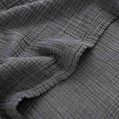 Boho Throw Blanket, 100% Cotton Ultra Soft Luxury Throw Rustic Quilt, Muslin Breathable Soft Bed Throw ，All Throw for Sofa Couch Chair 60×80 Inch (Grey Blanket, 60x80 Inch) - color: Grey, size: 60x80 Inch