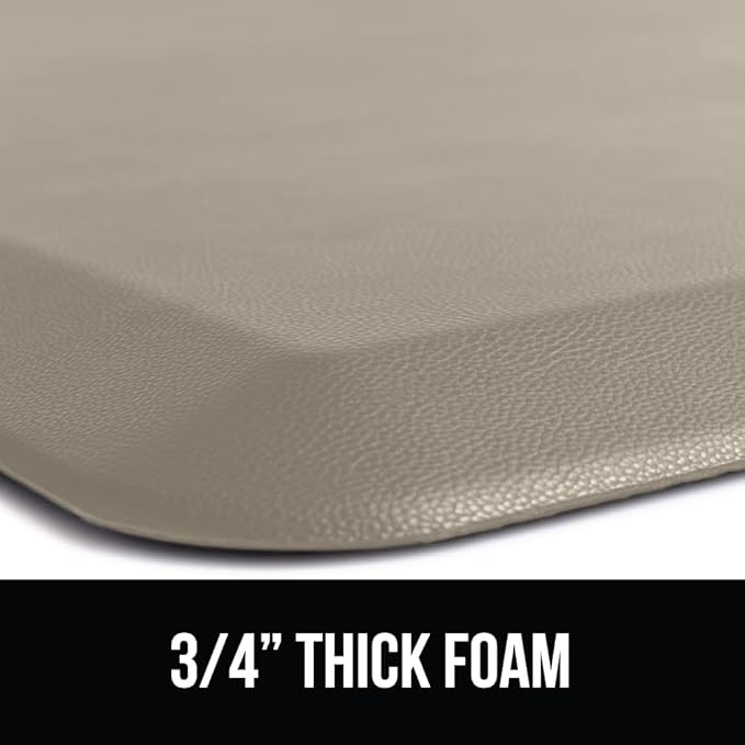 GORILLA GRIP Comfortable Cushioned Kitchen Mats for Floor, 39x20, Waterproof and Stain Resistant Soft Top, 3/4 Inch Thick Ergonomic Standing Desk Anti Fatigue Mat, Foam Supports Ankles and Feet, Taupe