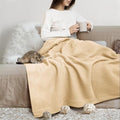 THREAD SPREAD Organic GOTS Certified Cotton Blanket, Twin/Twin XL - 350 GSM, Antistatic, Fuzzy Soft, Lightweight, Sofa, Camping & Travel, All-Season Herringbone Throw, Biege + Stylish Bonus Tote Bag - color: Herringbone - Beige, size: Twin / Twin XL