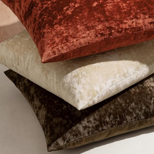 MIULEE Velvet Throw Pillow Covers Set of 2, Soft Neutral Decorative Fall Pillow Cases with Luxurious Textured Vintage Cushion Covers for Home Decor Couch Sofa Bed,Rust 18x18 inch - color: Rust, size: 18" x 18" (Pack of 2)