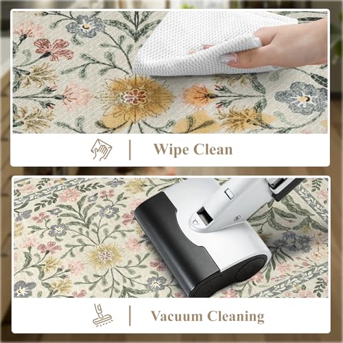 Collive Kitchen Mats for Floor, Cushioned Anti Fatigue Mat Non Skid Waterproof Kitchen Rugs Set of 2, Beige Vintage Comfort Standing Desk Rug for Office, Sink, Laundry, 17"x30"+17"x59" - color: Beige, size: 17.3"x59"+17.3"x29"