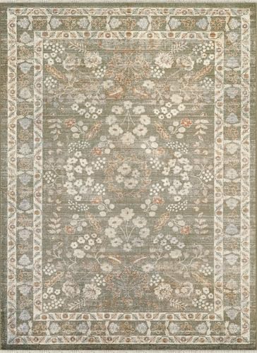 Abani Oriental & Vintage Area Rug - 5'x8' Green Rectangle Rug for Living Room & Bedroom - Alara Vintage Collection - size: 5'3" x 7'10" (Rectangular)