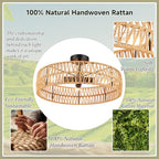 Hamilyeah 20 inch Boho Flush Mount Ceiling Light Fixture, Rattan Ceiling Light Fixture with 4 Light,Woven Light Fixtures Ceiling Mount for Living Room, Bedroom, Kitchen - color: 20INCH Semi Ceiling Light