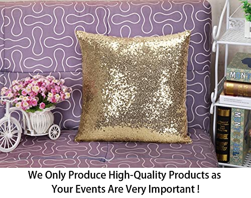 ShinyBeauty 12x12 Inch Champagne Gold Sequined Pillow Cover - Sparkling Throw Cushion for Sofa, Bed, Living Room & Bedroom, Luxury Glitter Decorative Home Decor - color: Champagne Gold, size: 12" x 12" (Pack of 1)