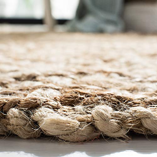 SAFAVIEH Natural Fiber Collection Accent Rug - 4' x 6', Bleach & Natural, Handmade Chevron Fringe Jute, Ideal for High Traffic Areas in Entryway, Living Room, Bedroom (NF458A) - size: 4' x 6' (Rectangular)