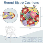 LVTXIII Outdoor Bistro Chair Cushions, 15"x15"x4" Round Patio Chair Cushions, All Weather Tufted Seat Cushions for Patio Furniture Use, Set of 2, Flower Bloom - color: Flower Bloom