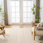 Shatex Burlap Rug 5x8ft, Handmade Braided 100% Natural Jute Rug for Bedroom & Living Room, Off-White - color: Off-white, size: 5' x 8' (Rectangular)