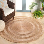 SAFAVIEH Natural Fiber Collection Area Rug - 5' Round, Natural, Rustic Farmhouse Style, Handmade Jute, Ideal for The Living Room, Bedroom, Dining Room (NF229A-5R) - color: Natural, size: 5' (Round)