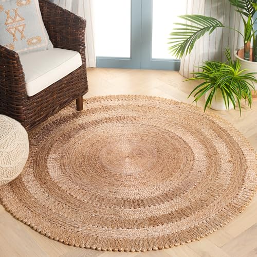 SAFAVIEH Natural Fiber Collection Area Rug - 4' Round, Natural, Rustic Farmhouse Style, Handmade Jute, Ideal for the Living Room, Bedroom, Dining Room (NF229A-4R) - color: Natural, size: 4' (Round)