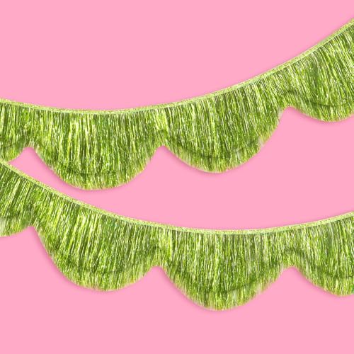 FYSUIMU Party Decoration Lime Green Fringe Garland 6.6 Ft Hanging Layored Scalloped Christmas Banner for Bachelorette Party Supplies Birthday Photo Booth Margarita Bach Decor Bridal Shower Backdrop - color: Lime Green