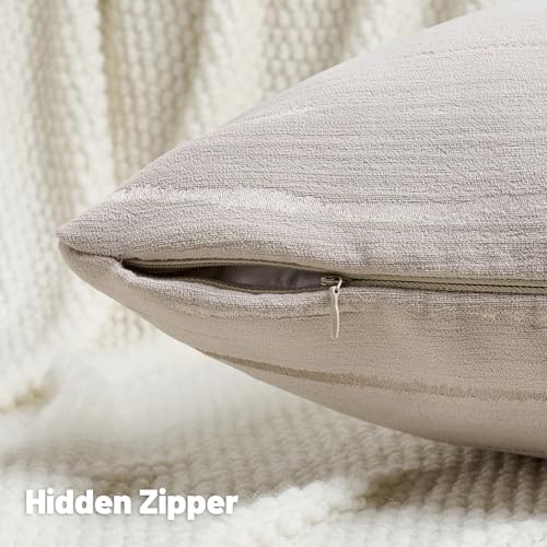 HAUSSY Pack of 2 Pillow Covers 20x20 Inch, Boho Embossed Decorative Throw Pillows Soft Striped Textured Cushion Covers Home Decor Patten Pillowcases for Couch Living Room Sofa Bed, Beige (Covers Only) - color: Beige, size: 20" x 20" (Pack of 2)