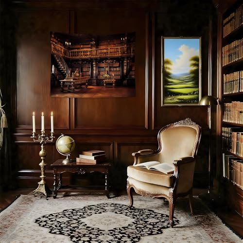 QGHOT Medieval Bookshelf Tapestry Vintage Library Bookcase Tapestry Wall Hanging Victorian Office Zoom Video Backdrop Old Books for Study Room Bedroom Living Room Decor 39.4" x 31.5" - color: H, size: 31.5"L x 39.4"W