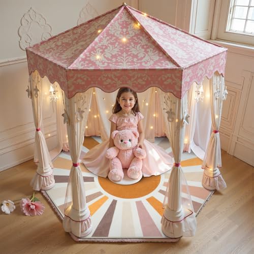 STARUIA Boho Washable Hexagon Rainbow Nursery Rug for Princess Tent Kids Play Castle, 4.6ft Colorful Sun for Kids Play Room, Ultra Soft Carpet for Girls Boys Room Playhouse Classroom Dorm Home Decor - color: Orange-new, size: 4'x4'7"