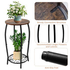 Plant Stand Indoor Outdoor, 2-Tier Tall Wood & Iron Plant Stand, 4-Leg Corner Flower Stand, Heavy Duty Floor Plant Shelf Plant Rack for Patio Living Room Balcony Home Decor