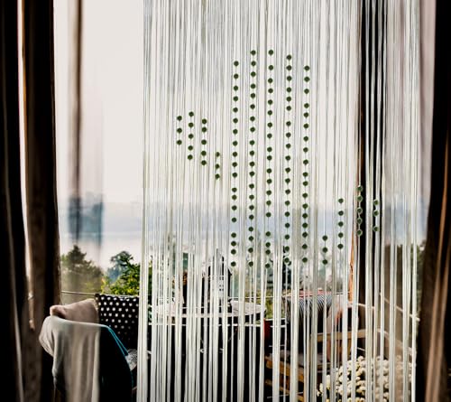 Flber Macrame Curtain Boho Window Curtain Doorway Macrame Wall Decor Yarn Art Moder Bedroom Headboard Decor,31" W x 70" L - color: Ivory4