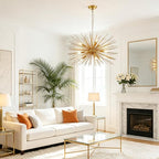 29" Modern Sputnik Chandelier 9-Lights Mid Century Modern Starburst Golden Chandelier Luxury Gold Solid Metal Sputnik Satellite Chandeliers for Dining Room, Kitchen Island, Bedroom - color: Golden 29" 9-Light