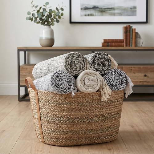 Americanflat 50x60 Throw Blanket - Soft and Breathable Cotton Throw Blanket for Couch, Bed, Chair - Decorative Blankets Perfect for Home, Office, or Outdoor Use - Blue and White Mini Diamond - color: Omala Blue and White Mini Diamond