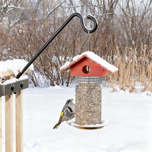 12-Inch Deck Bird Feeder Hanger for Railing, Outdoor Decor Plant Hanger, Balcony Railing Hook - 22LB Capacity - for Hanging Plants, Bird Feeders, Lanterns, Wind Chimes - size: 12 inch 1 Pack