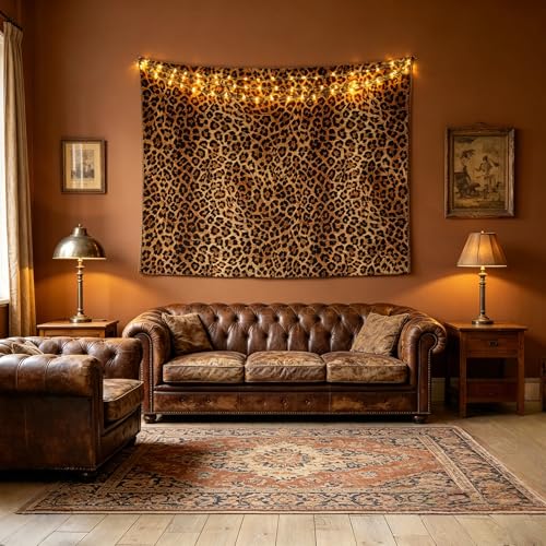 Feelyou Leopard Tapestry Cheetah Decor Wall Hanging Geometric Wall Tapestry African Safari Animal Tapestries Modern Abstract Pattern for Kid Boy Men Artwork, Medium 59"x59" - color: Brown, size: 59"L x 59"W
