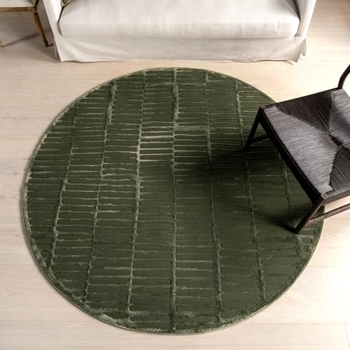 Nuloom Kailani Green, 6' Round, Geometric, Soft and Cozy, High Traffic, Stain Resistant, Easy Clean, Durable Washable Area Rug for Bedroom, Living Room, Dining Space, Den, Foyer, Entryway - color: Green, size: 6' (Round)