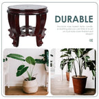 DOITOOL Large Plant Stool Wood Planter Stand Round Wooden Fish Tank Stand Oriental Style Indoor Plant Stand Wooden Display Base