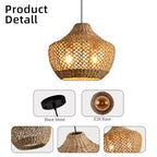 2-Light Rattan Pendant Light,15" Boho Basket Light Fixtures, Rattan Chandelier Hand-Woven Wicker Wicker Light fixtures Hanging for Dining Living Bedroom Kitchen Farmhouse - color: Brown rattan, size: 2-light 15in