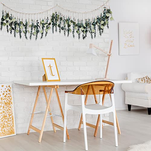 Juexica Artificial Hanging Eucalyptus Wall Decor Boho Bedroom Wall Decor with LED String Light for Home Office Farmhouse Nursery Bathroom Kitchen