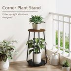 YINMIT Plant Stand Indoor, 2 Tier Wood Plant Stand, 23" Tall Vertical Flower Pot Stand, Round Corner Plant Shelf, Planter Pot Holder for Balcony Garden Patio Living Room - size: 23.2 In