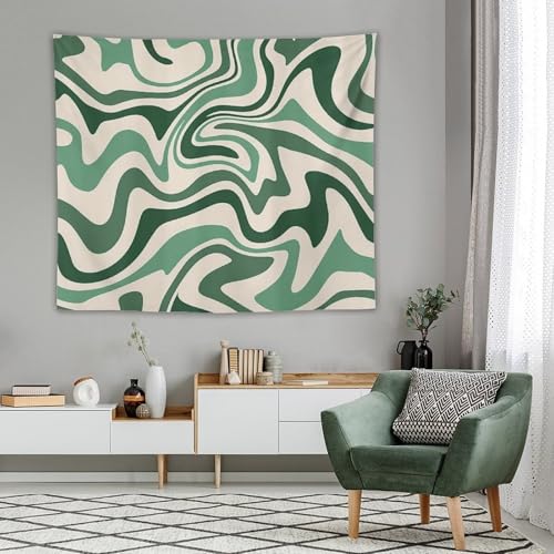 Aesthetic Tapestry,Hippie Retro Groovy 70s Green Spiral Swirl Pastel Abstract Wavy Modern Wall Hanging Neutral Home Decor Art for Living Room Bedroom Dorm 40"x30" - color: Hippie Floral-10, size: W40xL30in