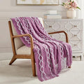 BOURINA Fluffy Chenille Knitted Fringe Throw Blanket Lightweight Soft Cozy for Bed Sofa Chair Throw Blankets Deep Purple 50" x 60" - color: A-purple, size: 50"×60"
